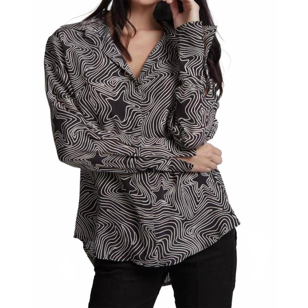 NEW MINT EXCLUSIVES daria french cuff silk blouse in bowie star